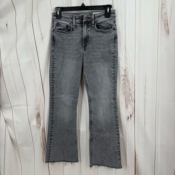 rag & bone Denim - Rag & Bone Women’s 26 Gray High Rise Ankle Flare Raw Hem Jeans